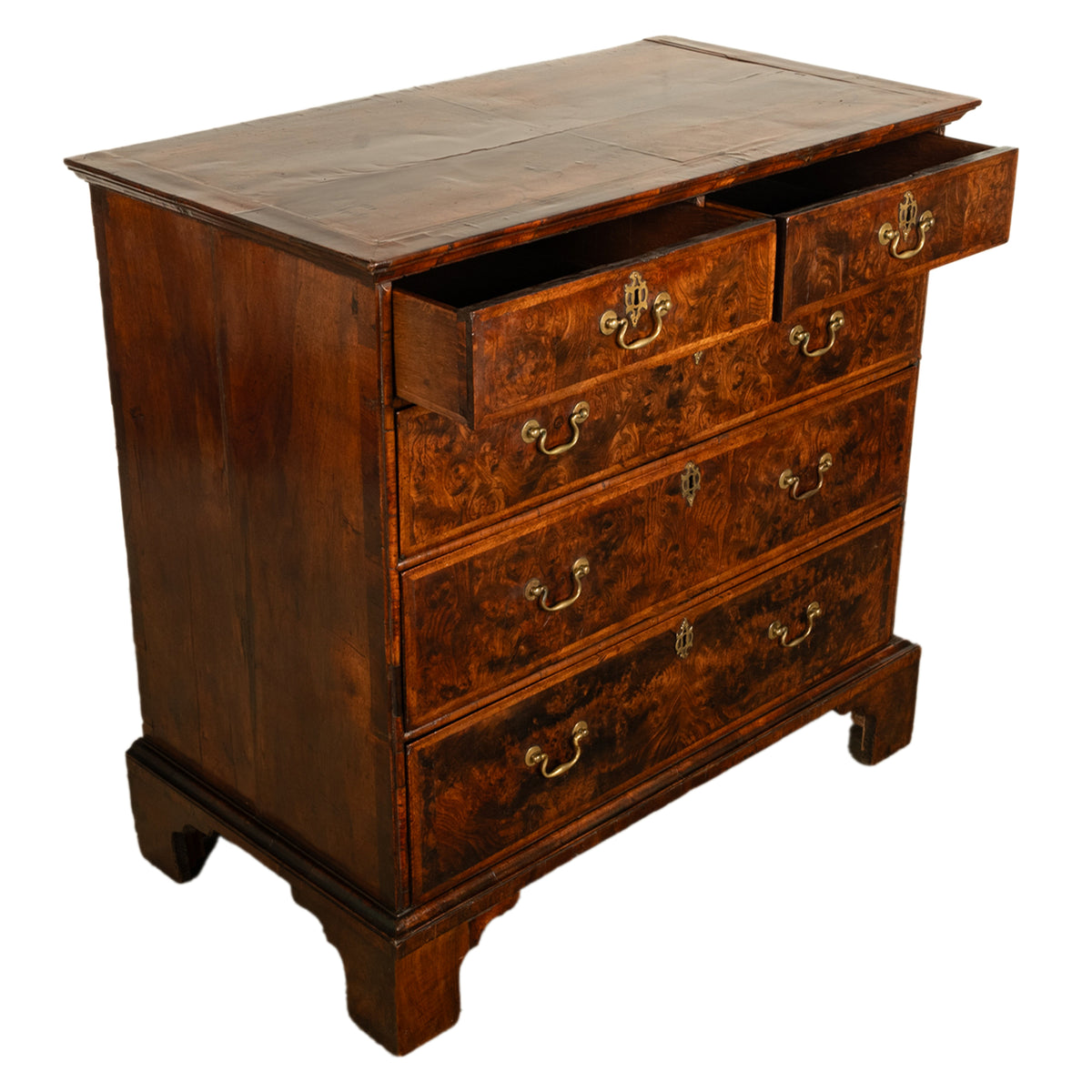 Antique 18th Century English George II Burl Elm Chest of Drawers Dresser 1750