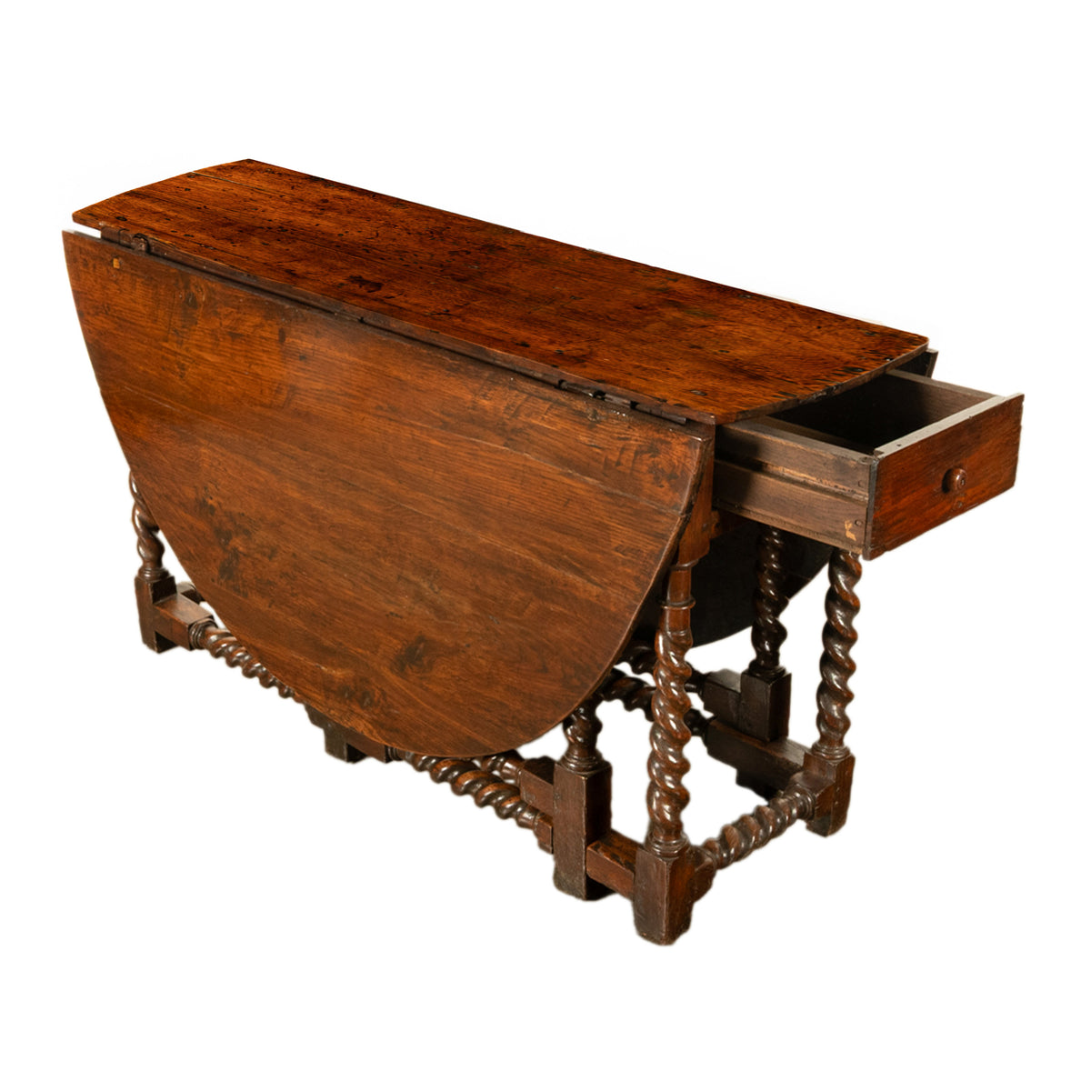 Antique 17th Century William & Mary Oak Barley Twist Gateleg Dining Table 1690