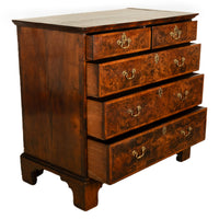 Antique 18th Century English George II Burl Elm Chest of Drawers Dresser 1750