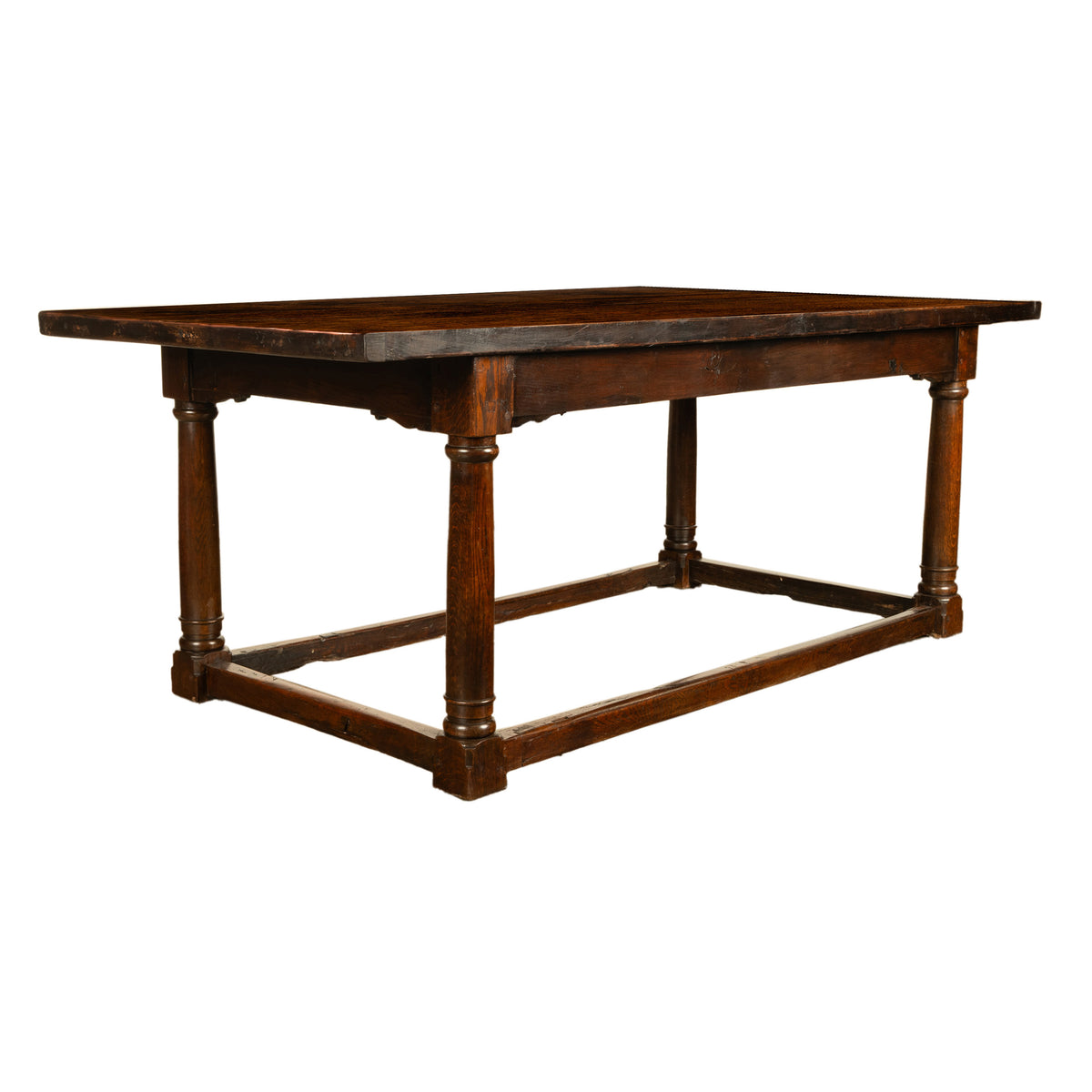 Antique 17th Century Charles I Jacobean 80" long Oak Refectory Dining Table 1630