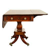 Antique Regency Mahogany Drop Leaf Twin Drawer Pembroke or Library Table 1810