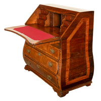 Antique Dutch Rococo Inlaid Marquetry Walnut Bombe Secretary Desk Bureau 1780
