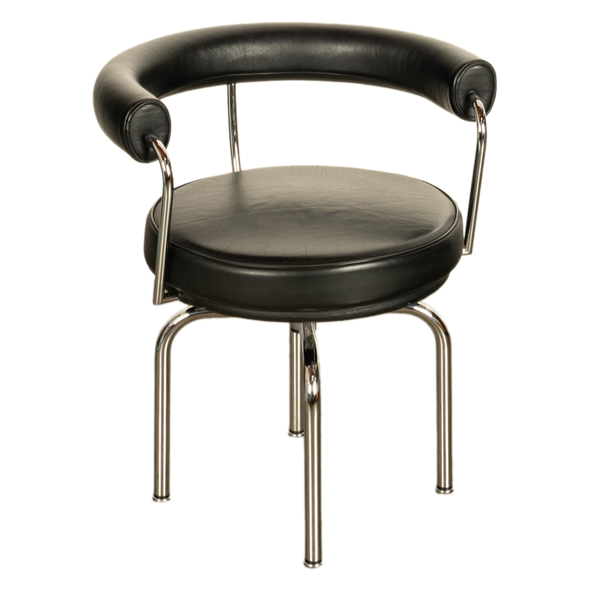 Le Corbusier Charlotte Perriand LC 7 Black Leather Swivel Chair by Cassina 1980s