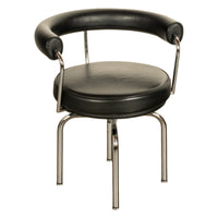 Le Corbusier Charlotte Perriand LC 7 Black Leather Swivel Chair by Cassina 1980s