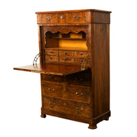 Antique French Charles X Classical Secrétaire à Abattant Desk Chest Walnut 1825