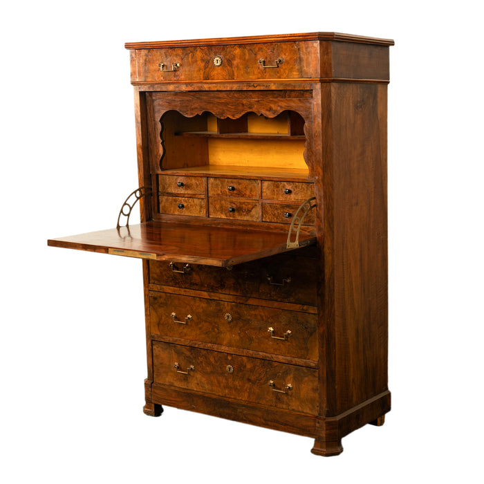 Antique French Charles X Classical Secrétaire à Abattant Desk Chest Walnut 1825