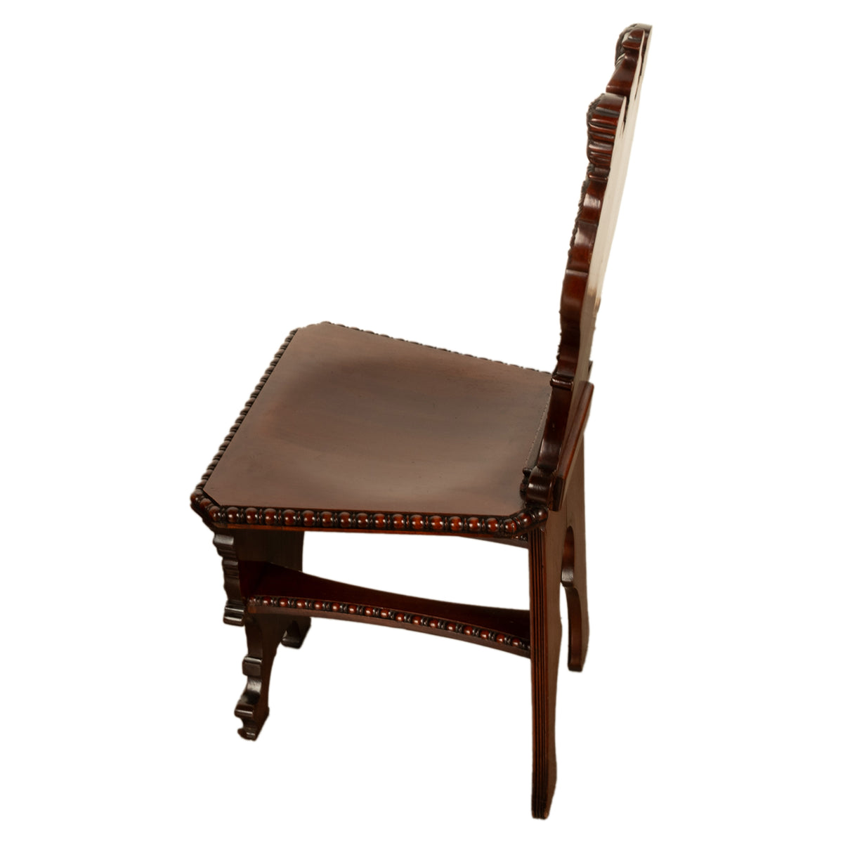 Antique Carved Italian Renaissance Revival Sgabello Chair Coat of Arms & Cherubs, 1870
