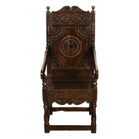 Antique 18th English Century Georgian Carved Oak Wainscot Chair Yorkshire 1720