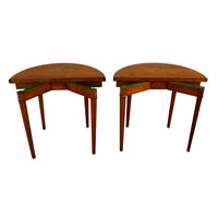Antique Pair of Georgian Demi-lune Inlaid Mahogany & Stainwood Card Tables 1780 Ex-Christies