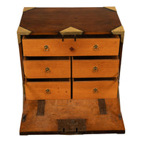 Antique 19th Century Oak Brass Campaign Chest Document Captain's Strong Box 1780