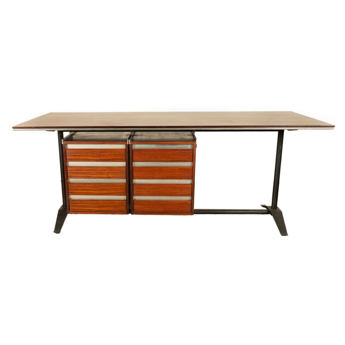 Italian Rosewood Mid Century Modern Executive Desk Gio Ponti Antonio Fornaroli Alberto Rosselli 1955