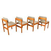 Mid Century Modern Danish Jens Risom Set 4 Teak Dining Chairs 1960 Newly Re-upholstered