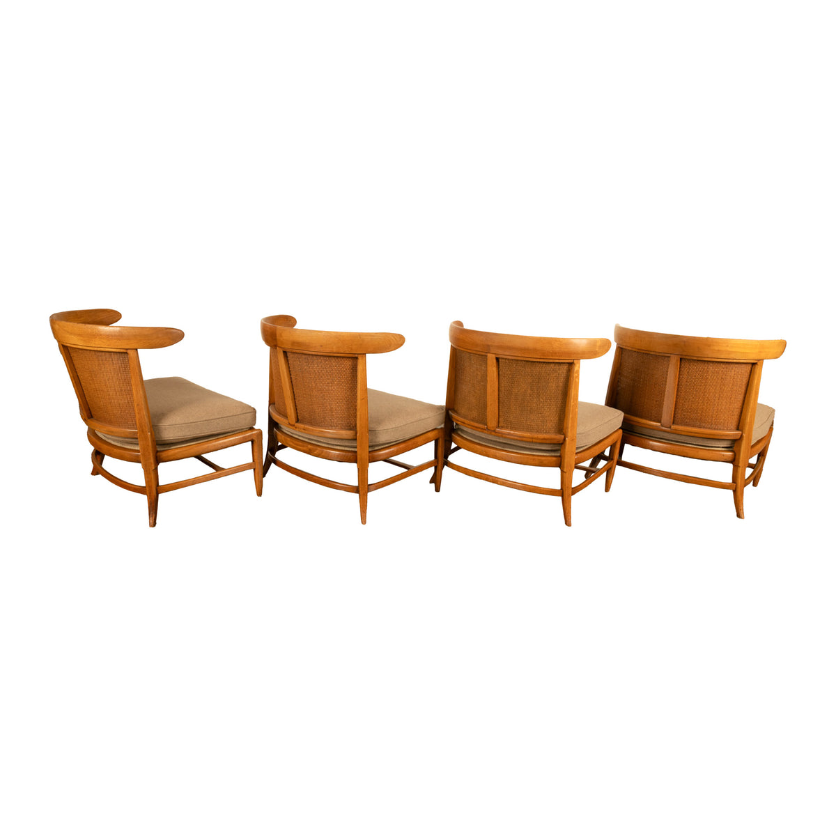 Mid Century Modern 54" Coffee Table Set 4 Slipper Chairs Signed Tomlinson 1959