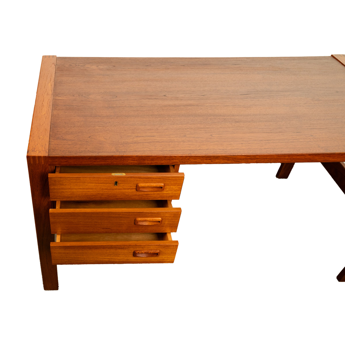 Mid Century Modern Danish Teak Desk Skovby Møbelfabrik 55" Wide Signed 1970