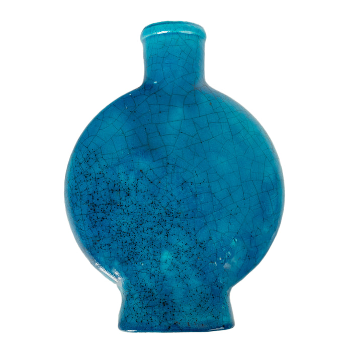 Antique French Art Deco Turquoise Blue Pottery Vase Edmond Lachenal Signed 1930