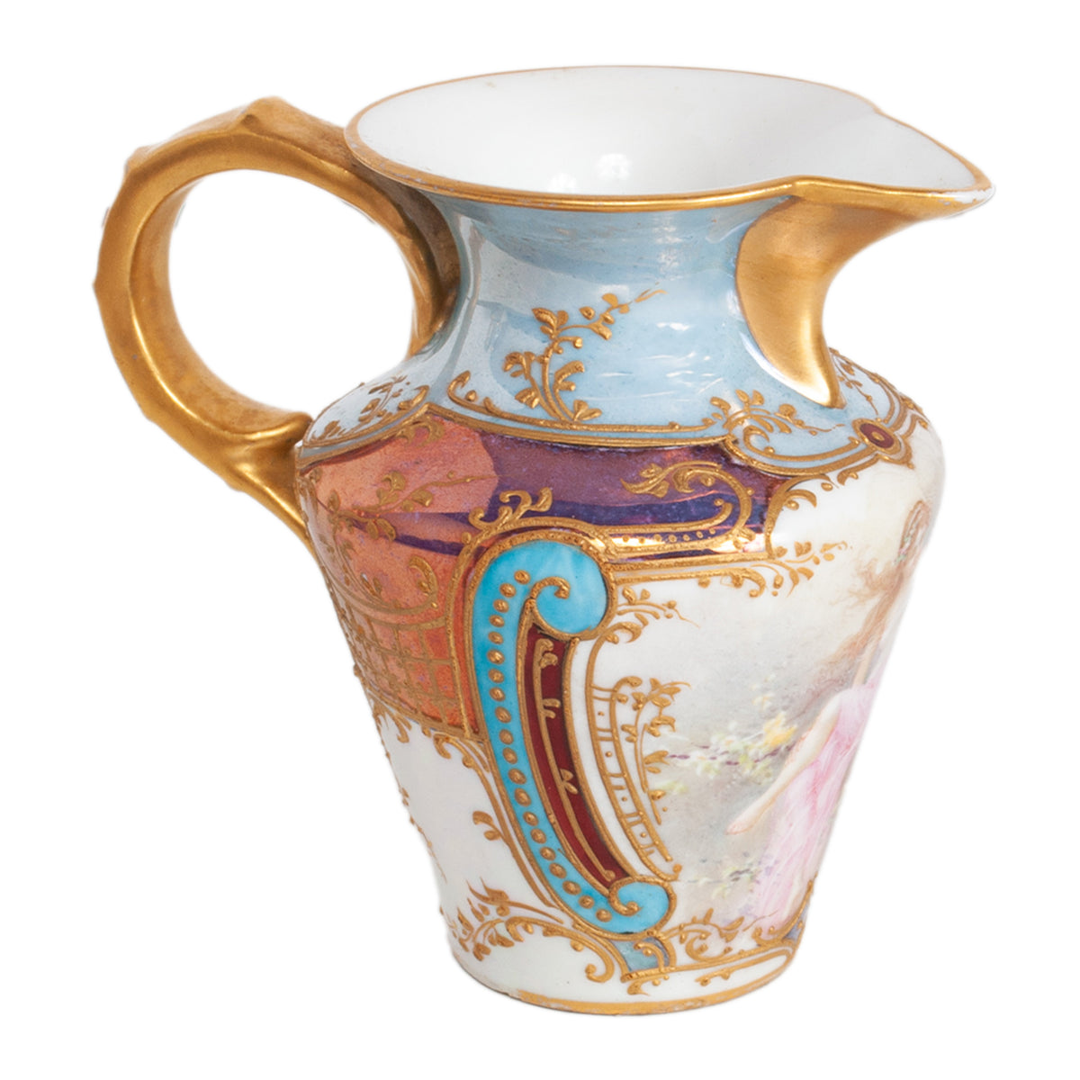 Antique French Sevres Handpainted & Gilded Porcelain Neoclassical 8 Piece Tete-a-Tete Tea Set 1900