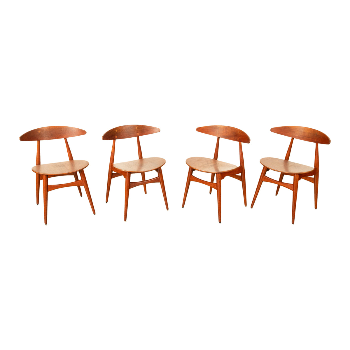Danish MCM Set of Four Hans J. Wegner CH-33 Teak Chairs Carl Hansen & Søn 1960