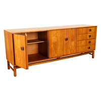 Original Danish Mid Century Modern Teak Credenza Sideboard Cabinet 6' Long 1960