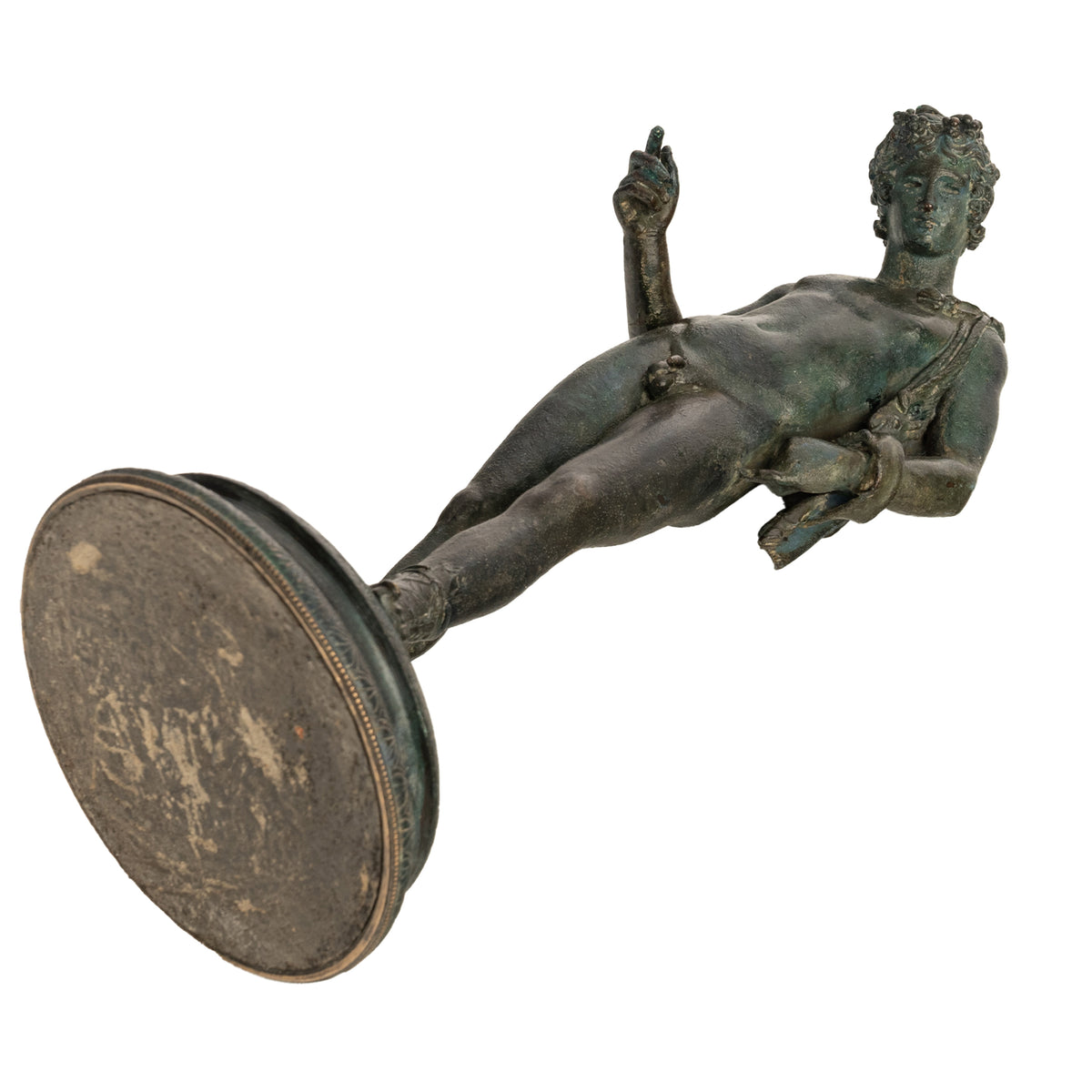 Antique Italian Pompeii Grand Tour Bronze Statue Narcissus Michele Amodio 1862