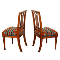 Pair Antique French Restauration His & Hers Greco-Roman Chairs Pendleton Fabric