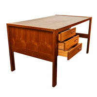 Mid Century Modern Danish Teak Desk Skovby Møbelfabrik 55" Wide Signed 1970