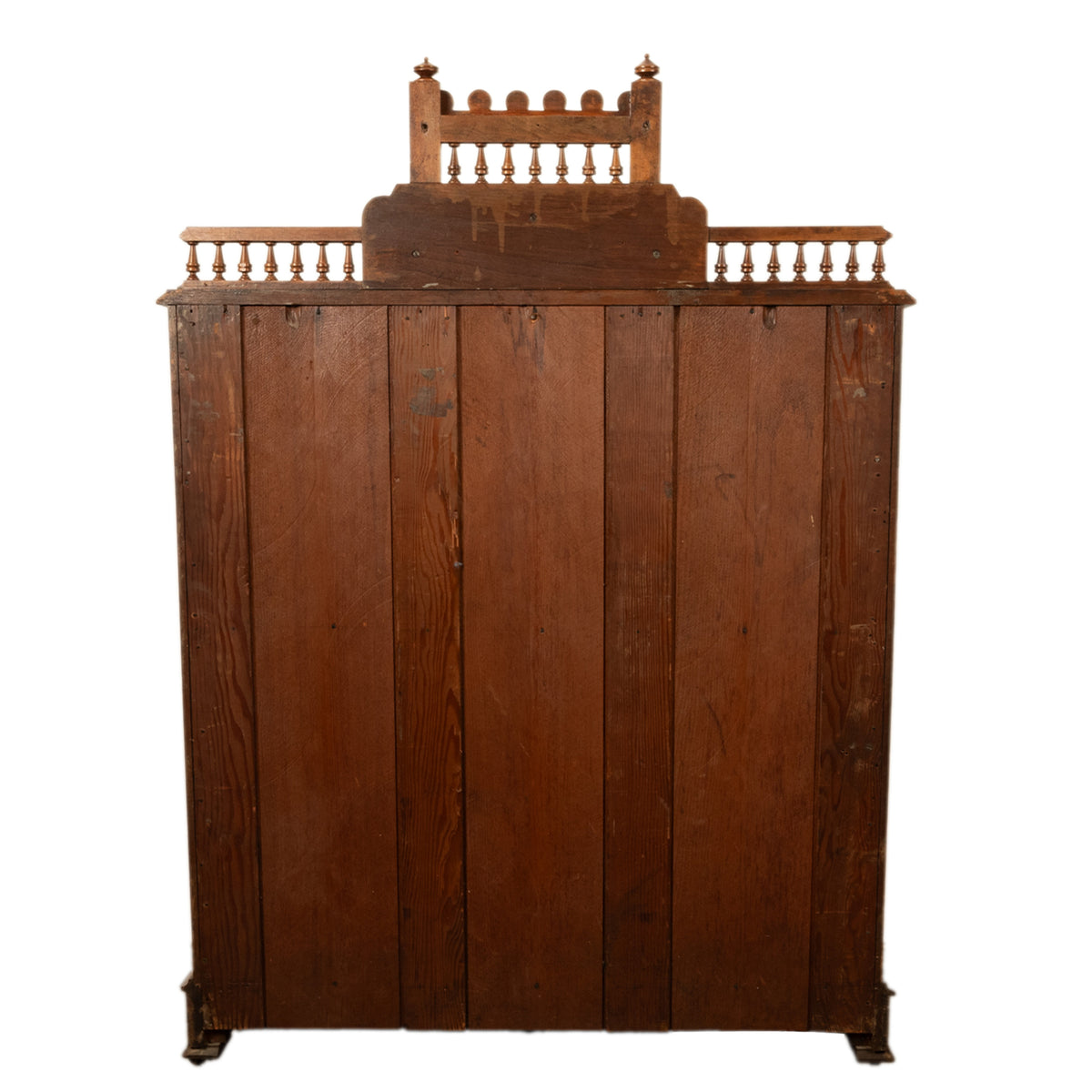 Antique American Burl Walnut Lock Side Eastlake Highboy Chest of Drawers 1870