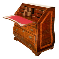Antique Dutch Rococo Inlaid Marquetry Walnut Bombe Secretary Desk Bureau 1780