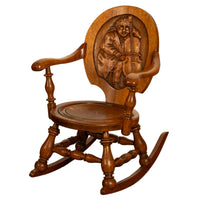 Antique American George Arndt Arts Crafts Oak Ben Franklin Rocking Chair NY 1900