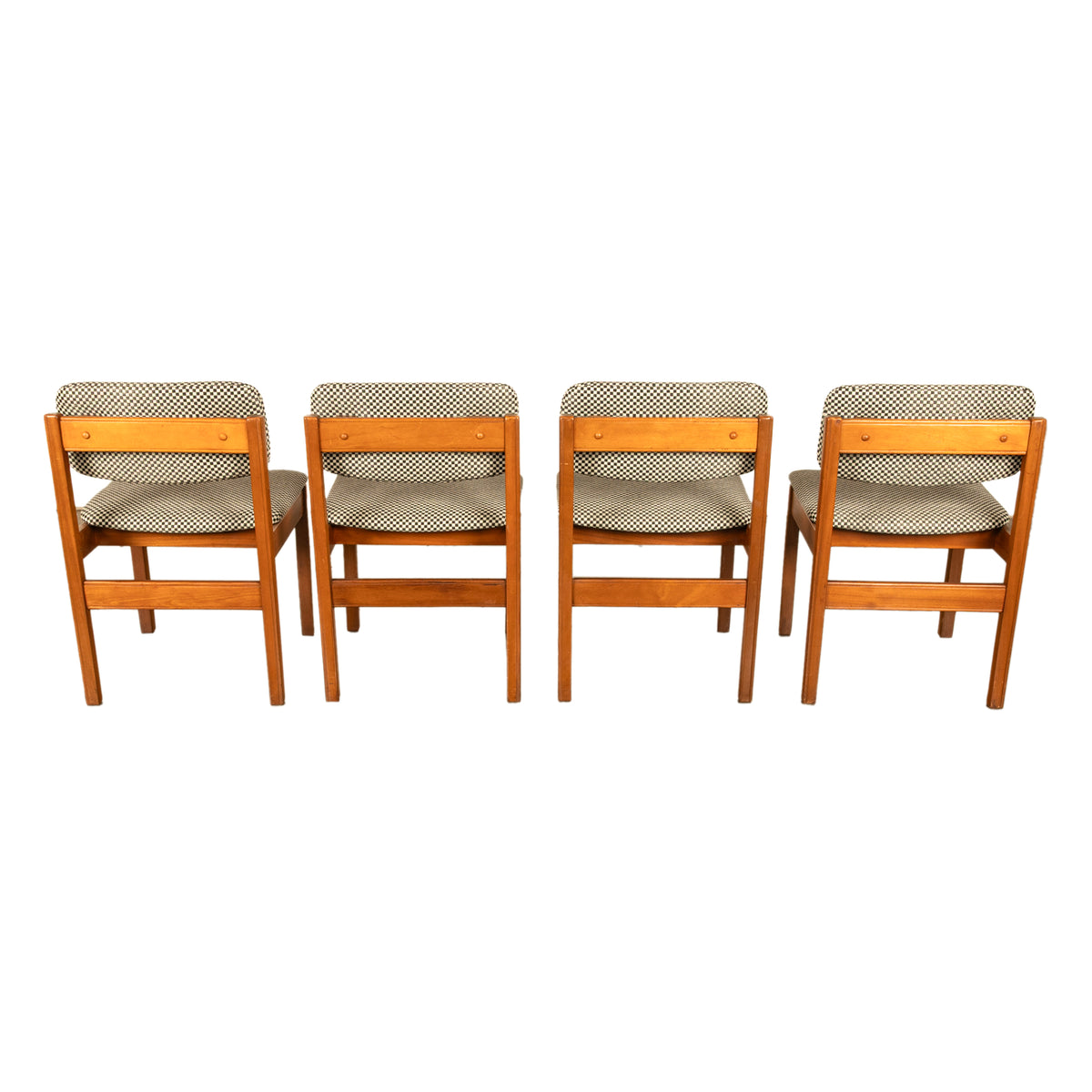 Mid Century Modern Danish Jens Risom Set 4 Teak Dining Chairs 1960 Newly Re-upholstered
