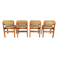 Mid Century Modern Danish Jens Risom Set 4 Teak Dining Chairs 1960 Newly Re-upholstered