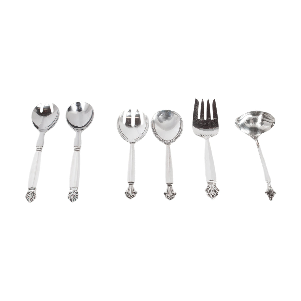 Georg Jensen Acanthus Danish Sterling Silver 69 Piece Flatware Dining Set for 8