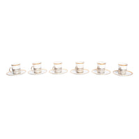 Antique Set of 6 Shelley China Demitasse Cups Saucers Sterling Silver Mappin Webb Birmingham 1919