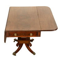Antique Regency Mahogany Drop Leaf Twin Drawer Pembroke or Library Table 1810