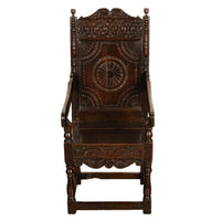 Antique 18th English Century Georgian Carved Oak Wainscot Chair Yorkshire 1720