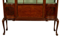 Antique 19th Century Inlaid Mahogany Regency Revival Display Cabinet China Hutch 1890