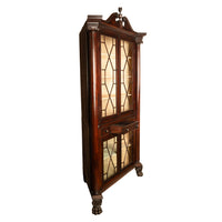 Antique American Mahogany Federal Carved Corner Cabinet East Tennessee 1820