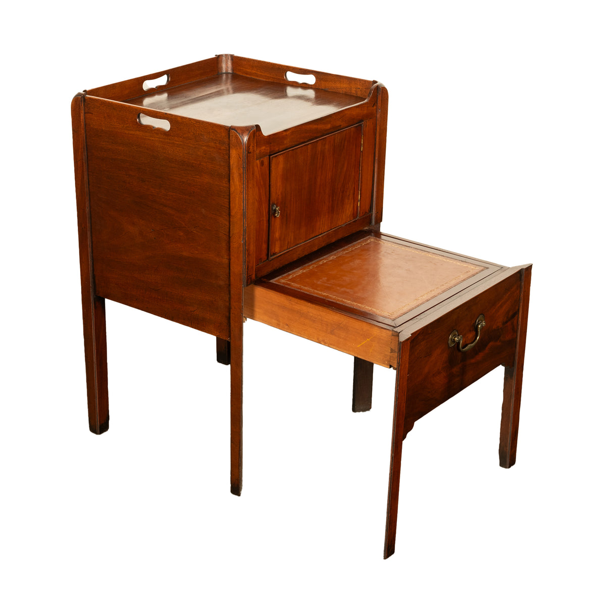 Antique Georgian Mahogany Bedside Cabinet Step Commode Tray Top Nightstand 1760