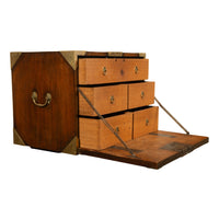 Antique 19th Century Oak Brass Campaign Chest Document Captain's Strong Box 1780