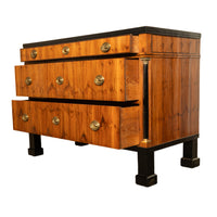 Antique Austrian Biedermeier Walnut Ebony Gilt Bronze Chest Drawers Commode 1820