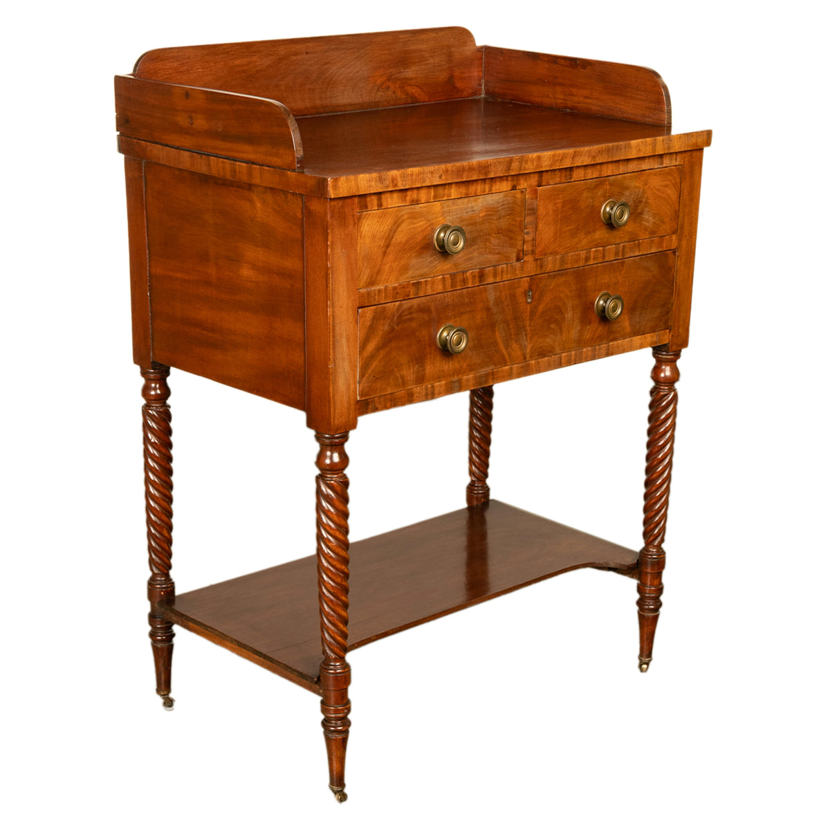 Antique American Federal Mahogany Sheraton 3 Drawer Server Chest New England, Circa 1810