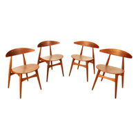 Danish MCM Set of Four Hans J. Wegner CH-33 Teak Chairs Carl Hansen & Søn 1960