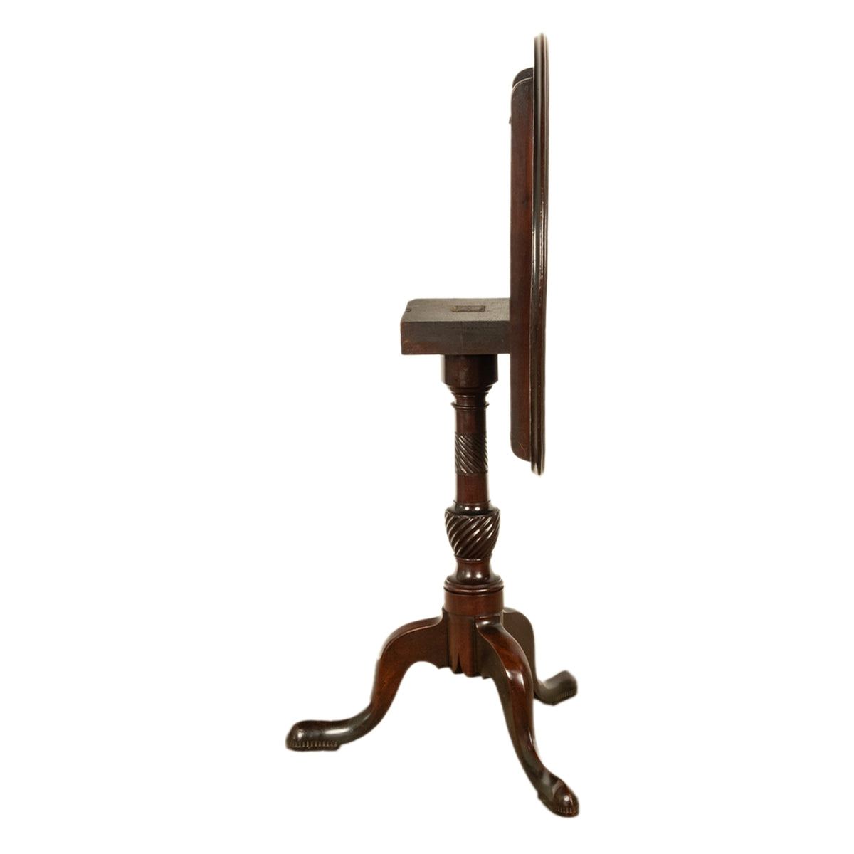 Antique American Carved Chippendale Mahogany Tilt-Top Table Candlestand Philadelphia 1770