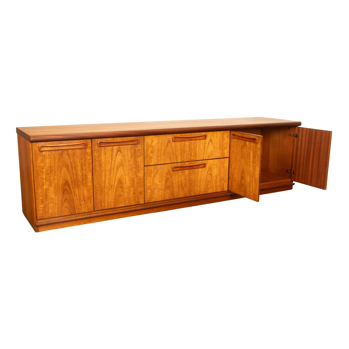 Vintage Mid Century Modern Danish Teak Credenza Sideboard Console Avalon 1960s