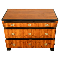 Antique Austrian Biedermeier Walnut Ebony Gilt Bronze Chest Drawers Commode 1820