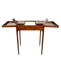 Antique Inlaid Mahogany Georgian Sheraton Folding Vanity Mirror Dressing Table
