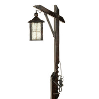 Antique Mission Arts Crafts Carved Oak Adjustable Floor Lamp Glass Lantern 1930