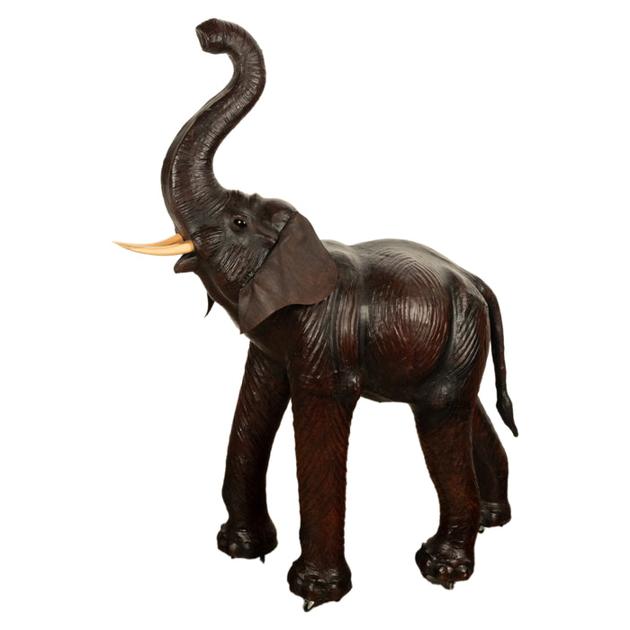 Antique Omersa for Liberty of London Life Size 6ft Leather Baby Elephant Glass Eyes 1930