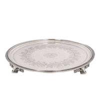 Antique Engraved Sterling Silver Tiffany & Co Footed Salver Tray New York 1870