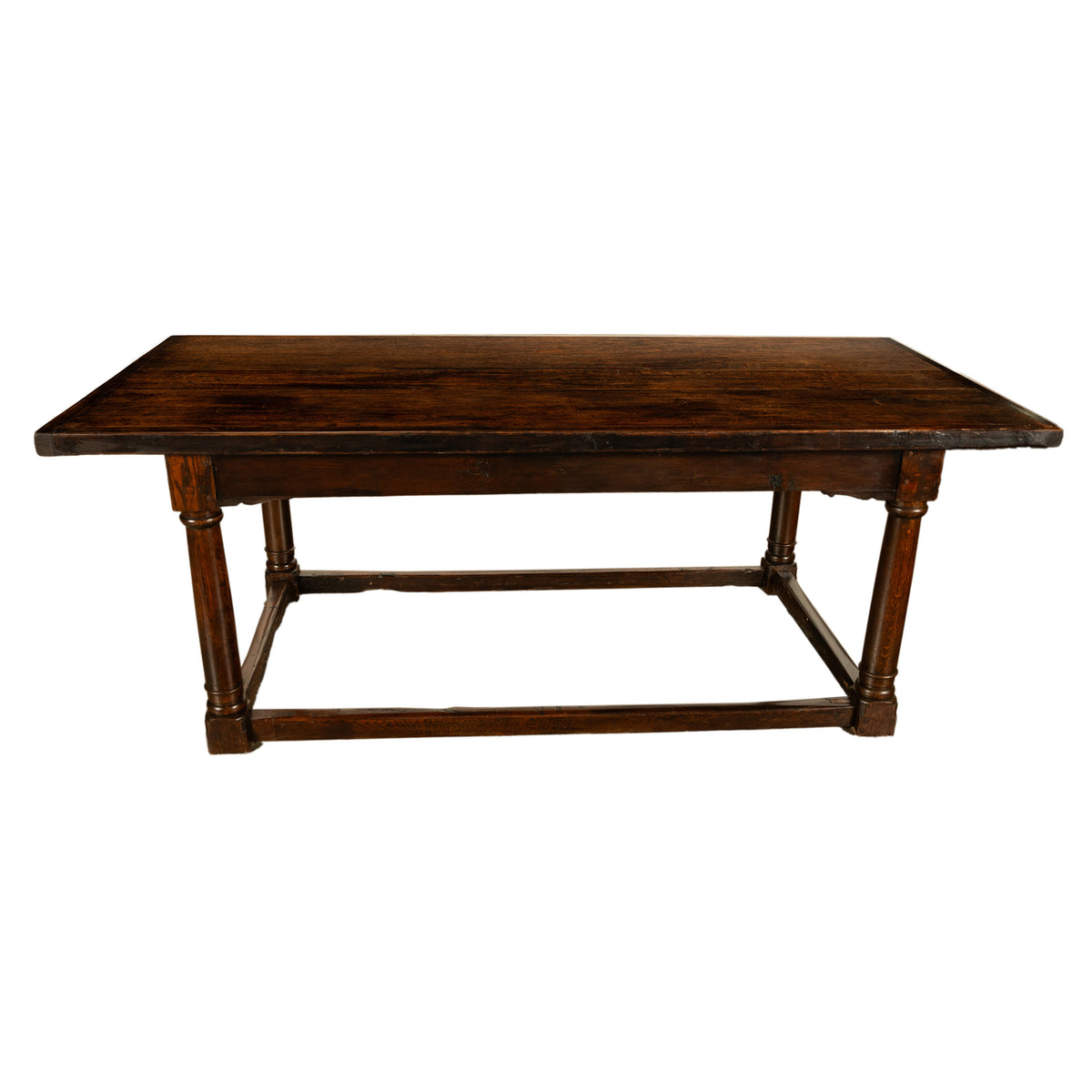 Antique 17th Century Charles I Jacobean 80" long Oak Refectory Dining Table 1630