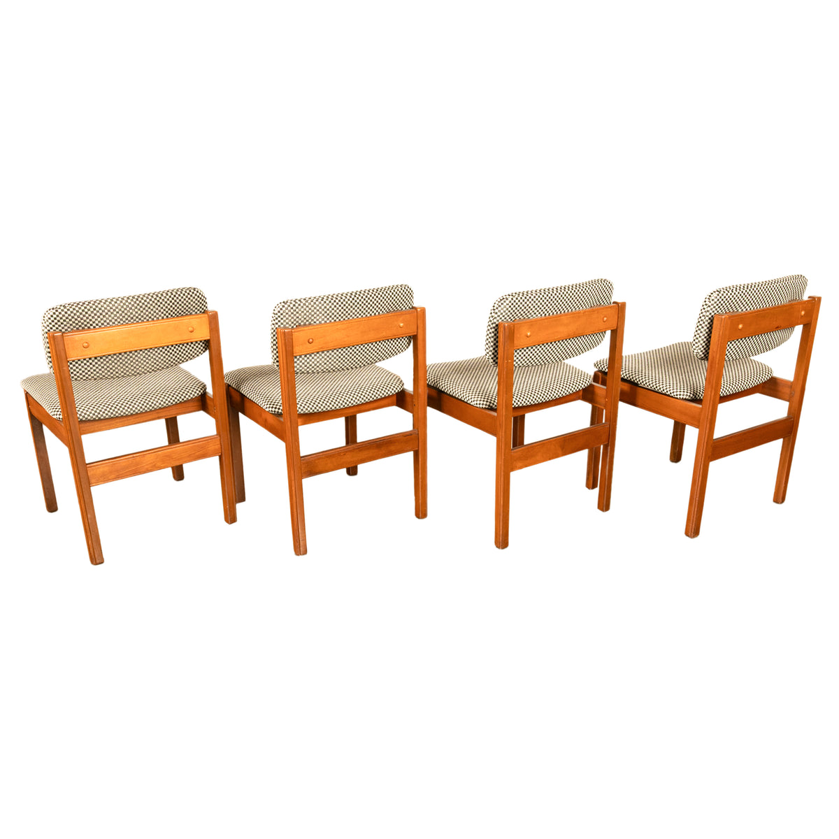 Mid Century Modern Danish Jens Risom Set 4 Teak Dining Chairs 1960 Newly Re-upholstered